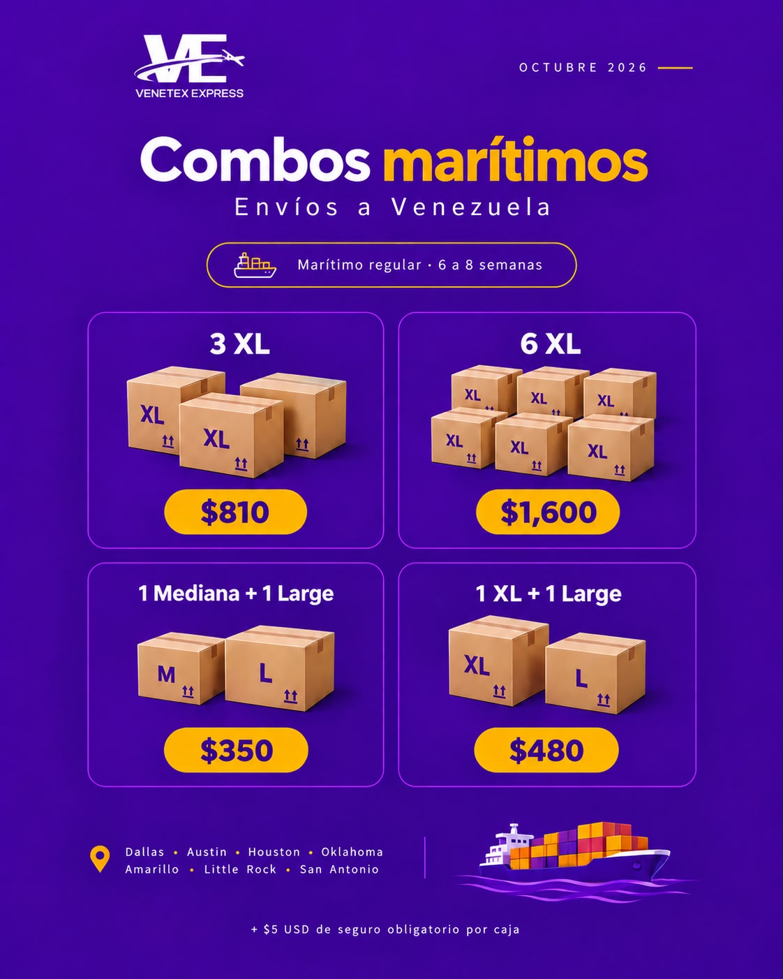 Combos Marítimos Venezuela Octubre 2026